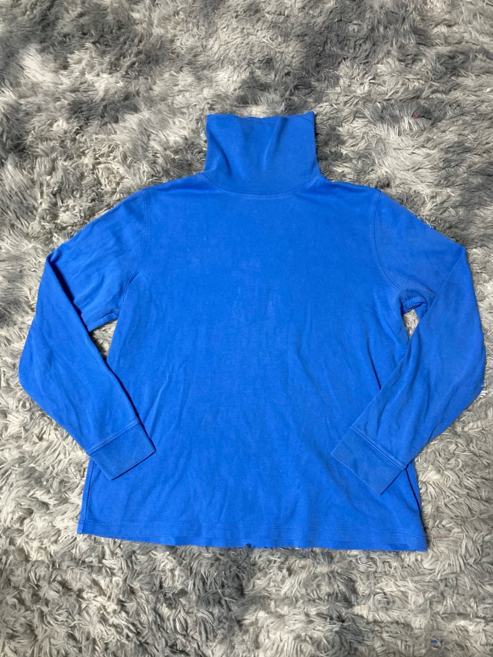 L.L. Bean Interlock Cotton Turtleneck – Medium Blue – Size M Reg – Item 188450